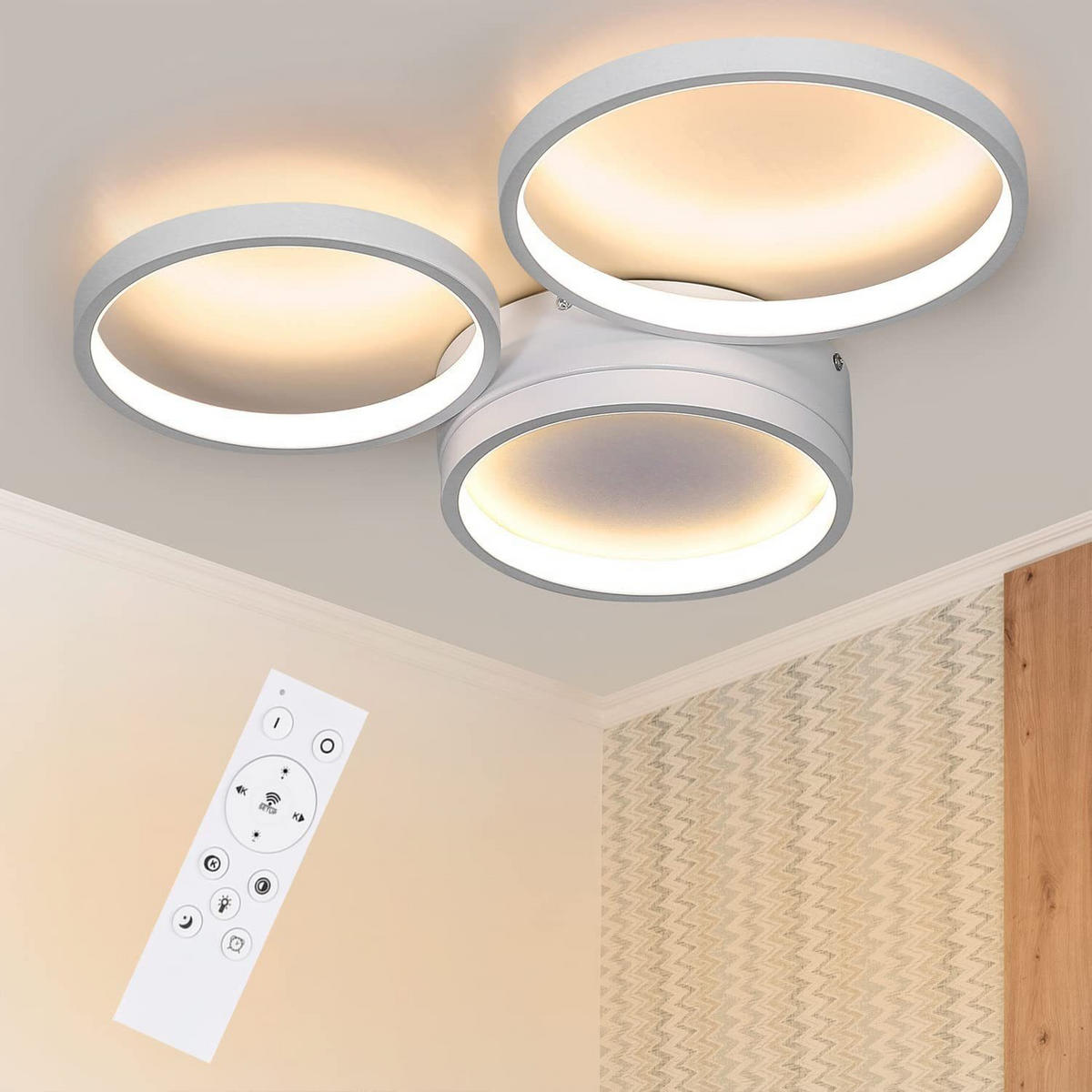 LED stropna svjetiljka Adelmo 44x36x6 cm - bijela, metal (44/36/6cm) - Nettlife