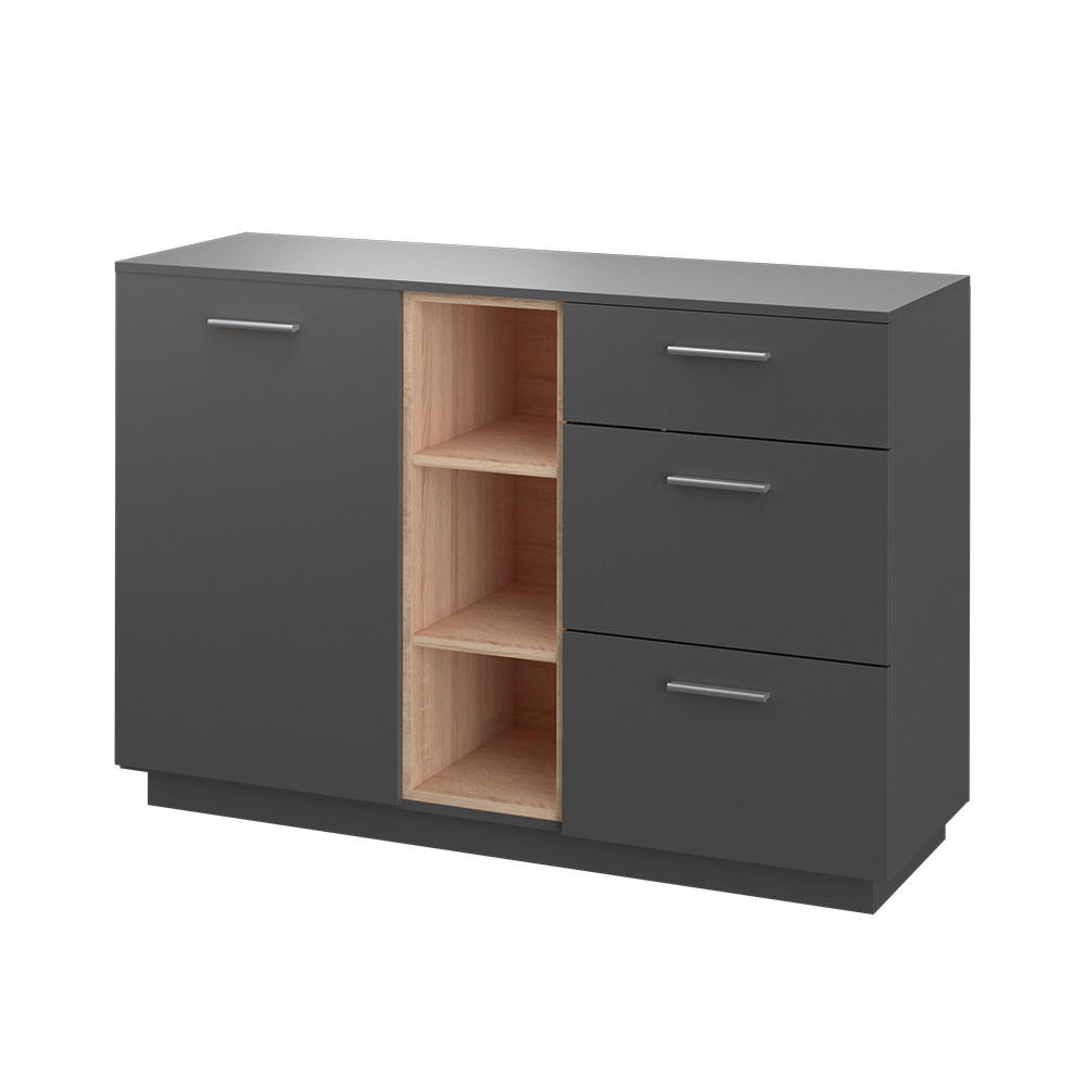KOMMODE Beatrice Anthrazit 126.8 x 88 cm - Anthrazit, Holzwerkstoff (42/88/126.8cm) - Vicco