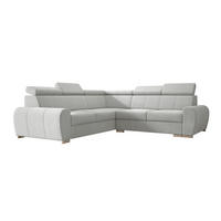 ECKSOFA APOLLO,mit Schlaffunktion und Bettkasten, Farbe: Hellgau, Velourstoff, Ottomane Links - Hellgrau, Textil (255/255cm) - O-Sofa