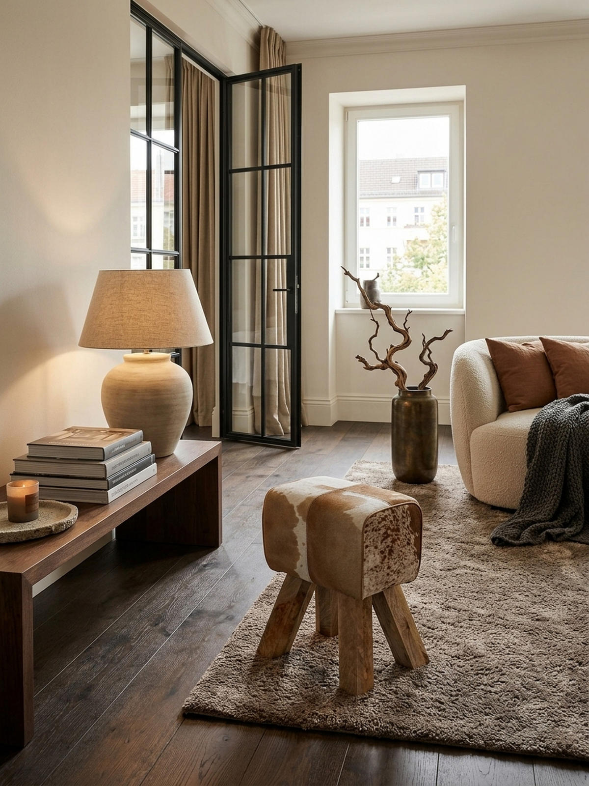 SITZHOCKER Retro Landhaus Holzbeine, Beige-Braun 40x30x47 cm - Beige/Braun, Mangoholz/Leder (40/47/30cm) - KADIMA DESIGN