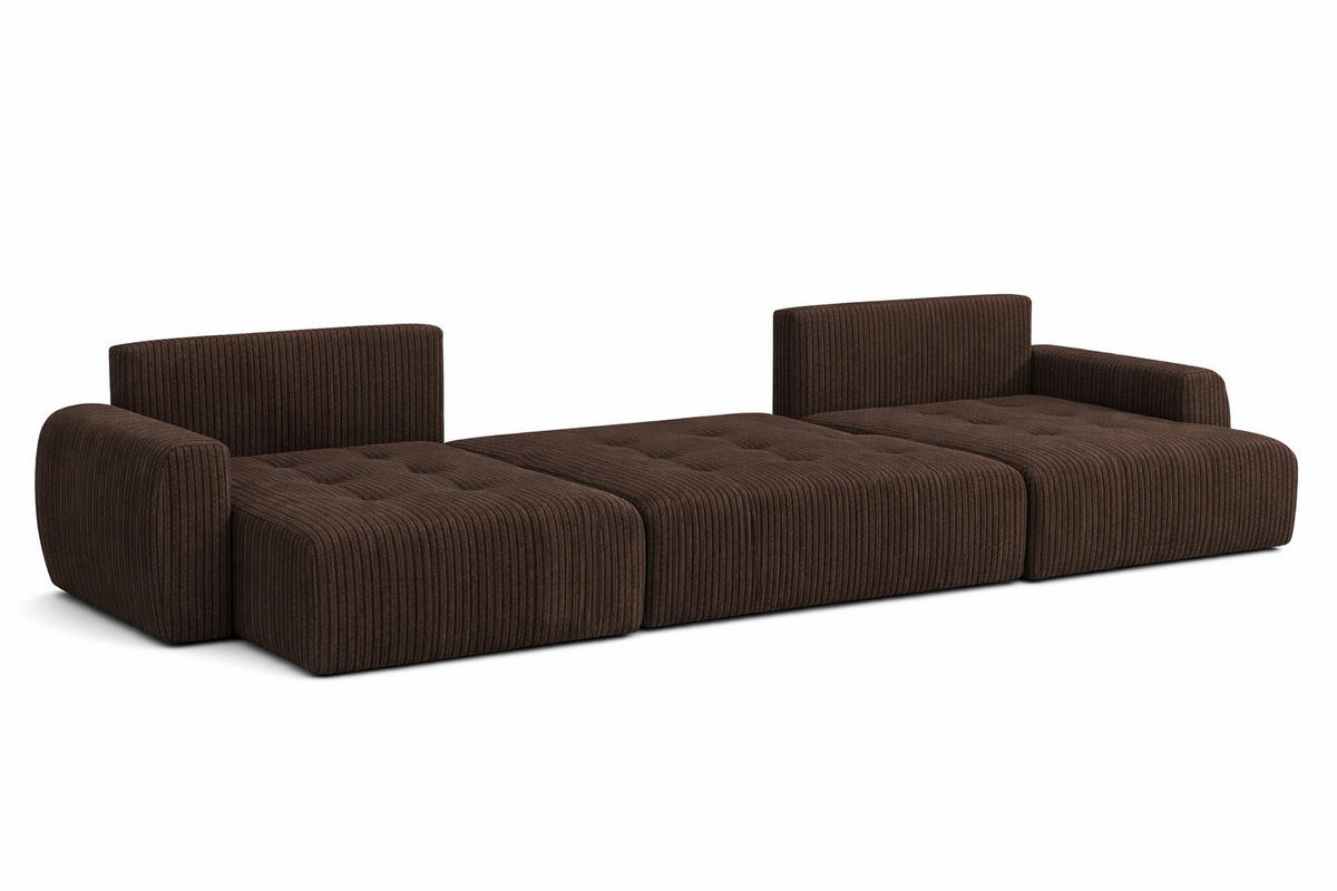 ECKSOFA Mit Schlaffunktion Und Bettkasten U-Form Ivo U, Cordstoff Poso, Braun - Braun, Holz (342/142cm) - Kaiser Möbel