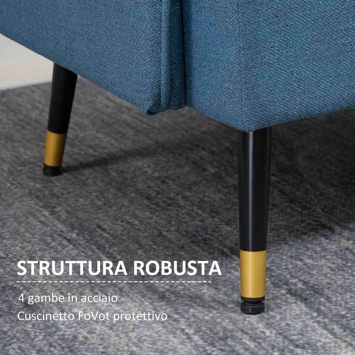 SOFA, 2-Sitzer, Stoff, Kissen, Stahlbeine, dunkelblau, 139x68x80cm - Multicolor, Holzwerkstoff (139/80/68cm) - FORIOUS