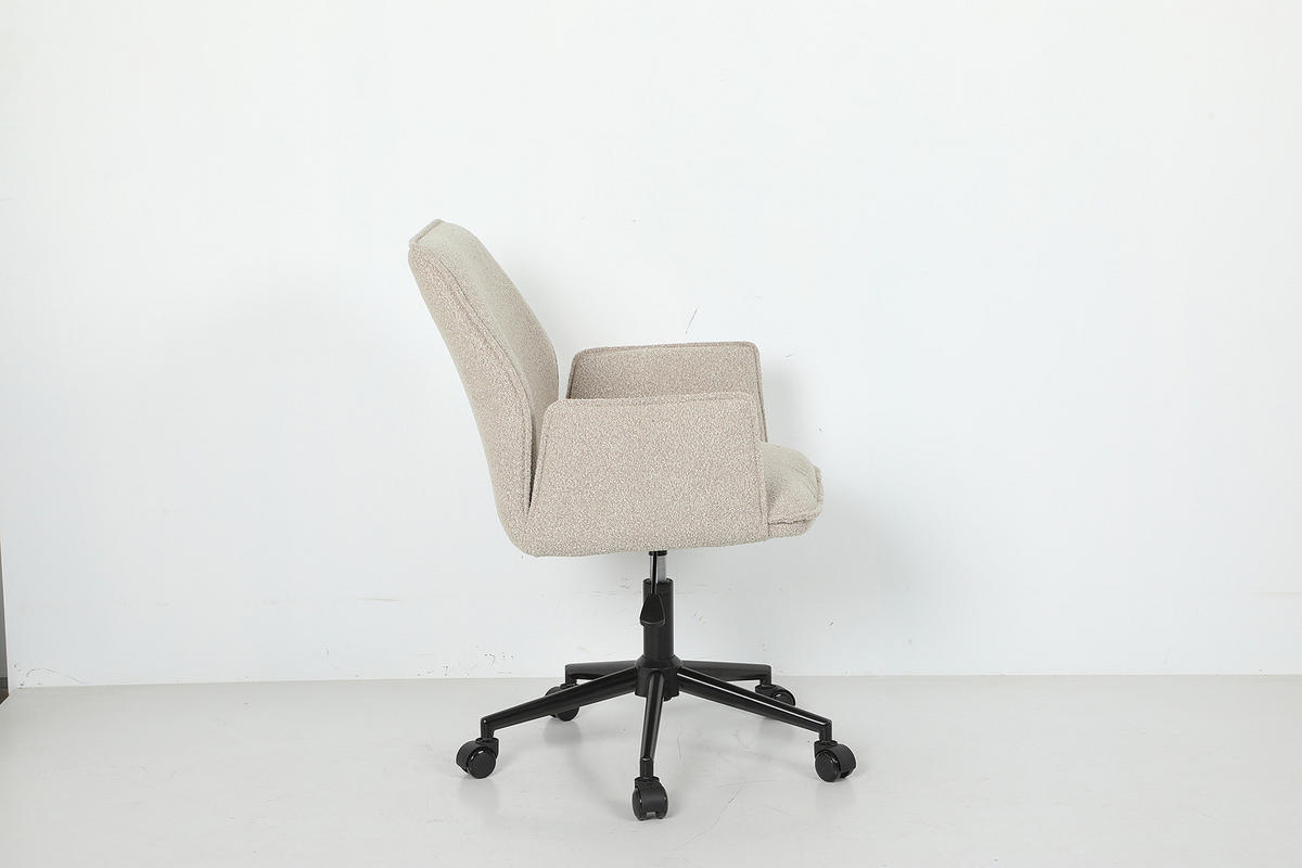 BÜRODREHSTUHL - Bouclé / Eisen - Beige/Schwarz, Textil/Metall (57/85/62cm) - home24