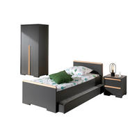 KINDERZIMMER komplett Set 4-tlg. Kariotta 4 Anthrazit Griffe Massivholz - Anthrazit, Holzwerkstoff (430/1/287cm) - 58aufmkessel