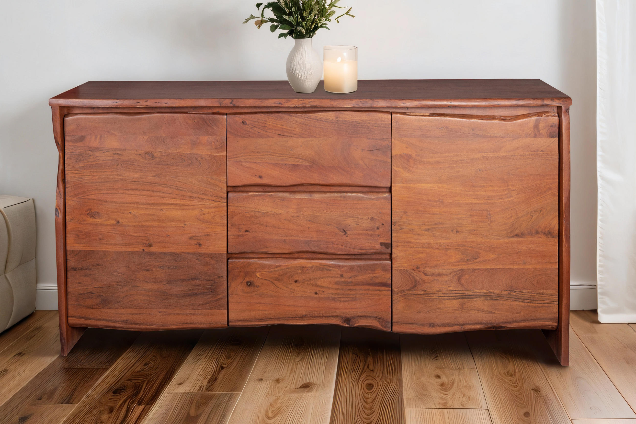 SIDEBOARD Akazie nussfarben DAHLIA 170 cm - Nussbaumfarben/Braun, Akazienholz/Holz (170/90/45cm) - SAM