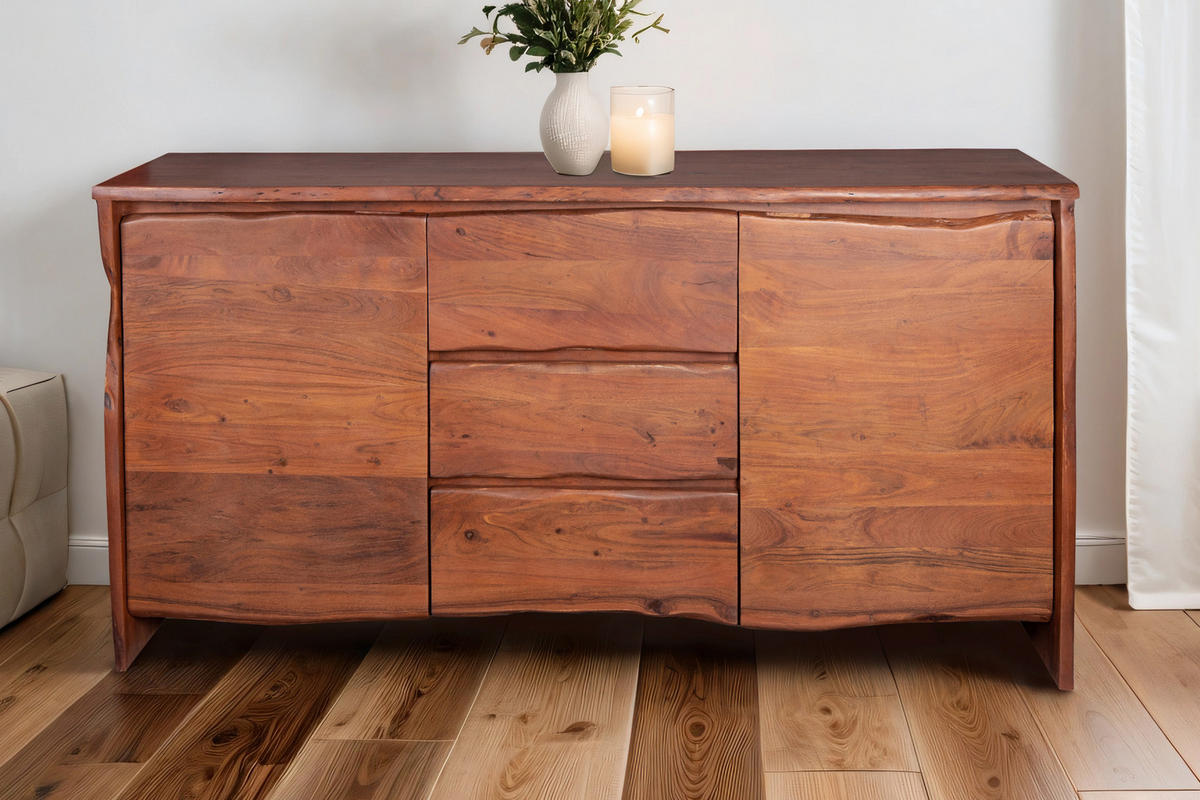 SIDEBOARD Akazie nussfarben DAHLIA 170 cm - Nussbaumfarben/Braun, Akazienholz/Holz (170/90/45cm) - SAM