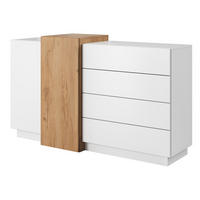KOMMODE Triest weiß / Gold Craft Oak 160 / 45 / 93,5cm - Eichefarben/Weiß, Holzwerkstoff (160/93.5/45cm) - Feldmann-Wohnen