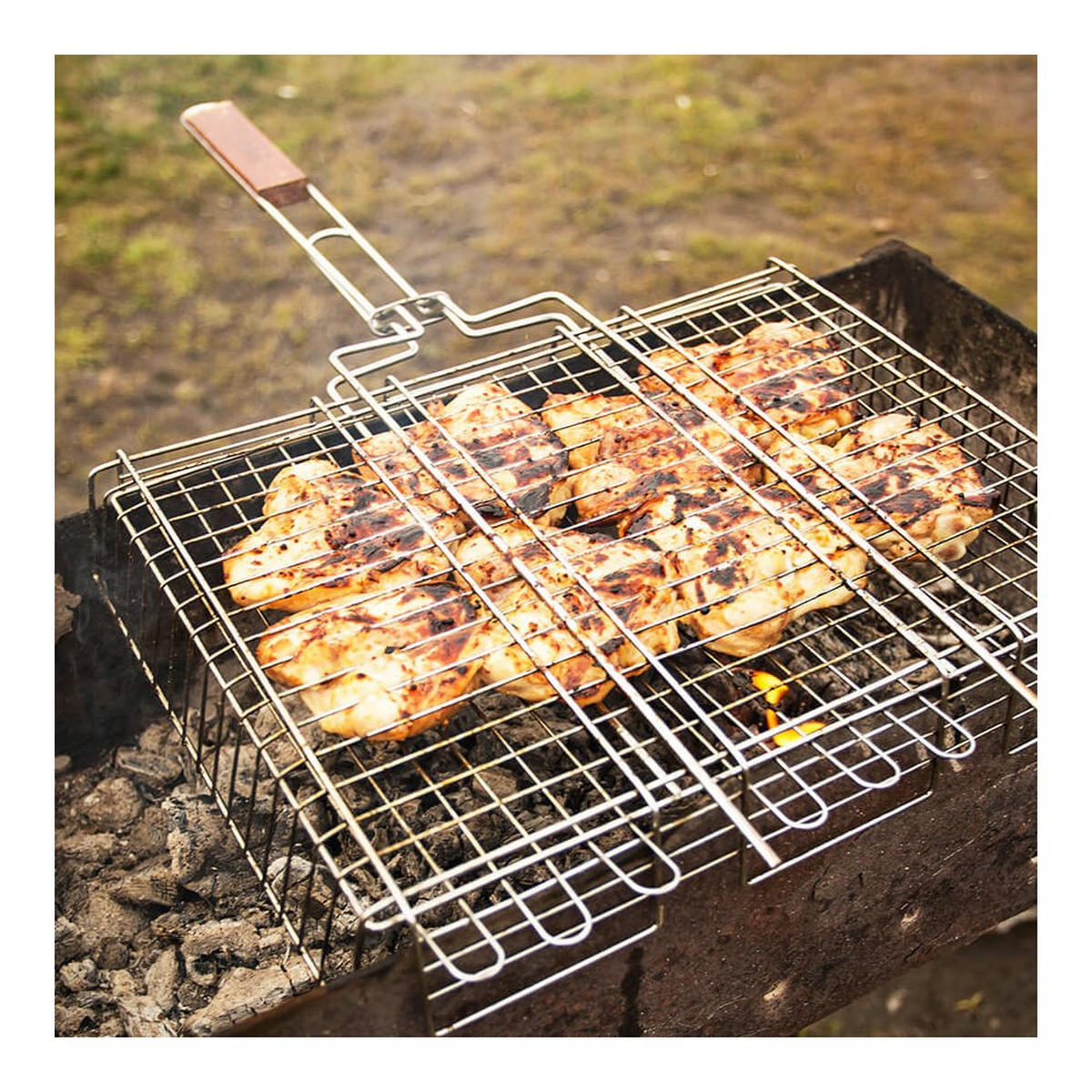 GRILLKORB Silber 30/24/3 cm MR1016 - Silberfarben, Metall (30/24/3cm) - Maestro 