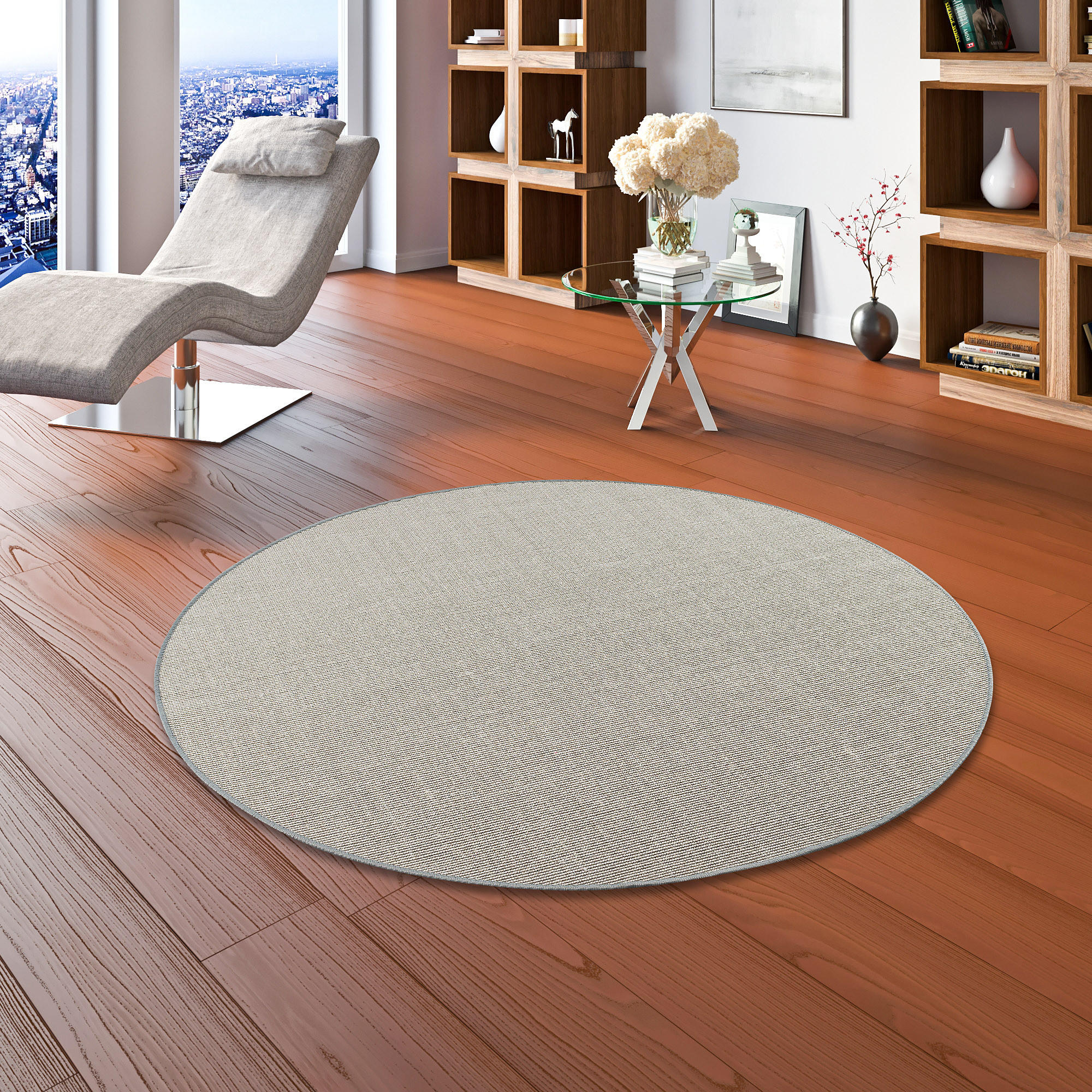 SISAL NATUR TEPPICH RUND - Grau, Textil (100/100cm) - Snapstyle