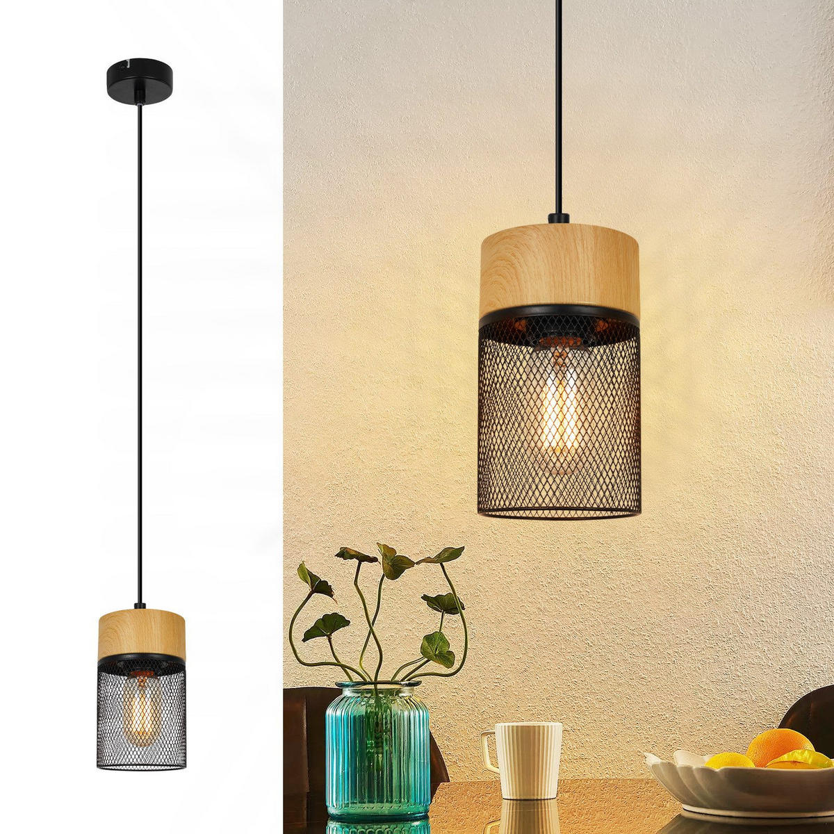 HÄNGELEUCHTE Maroney 8/8/142.5 cm - Schwarz, Metall (8/8/142.5cm) - Nettlife
