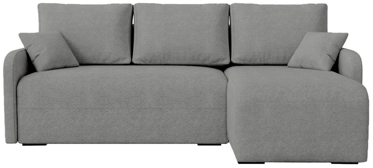ECKSOFA Malen mit Schlaffunktion Grau Bouclé - Grau, Textil (215/141cm) - Bromarkt