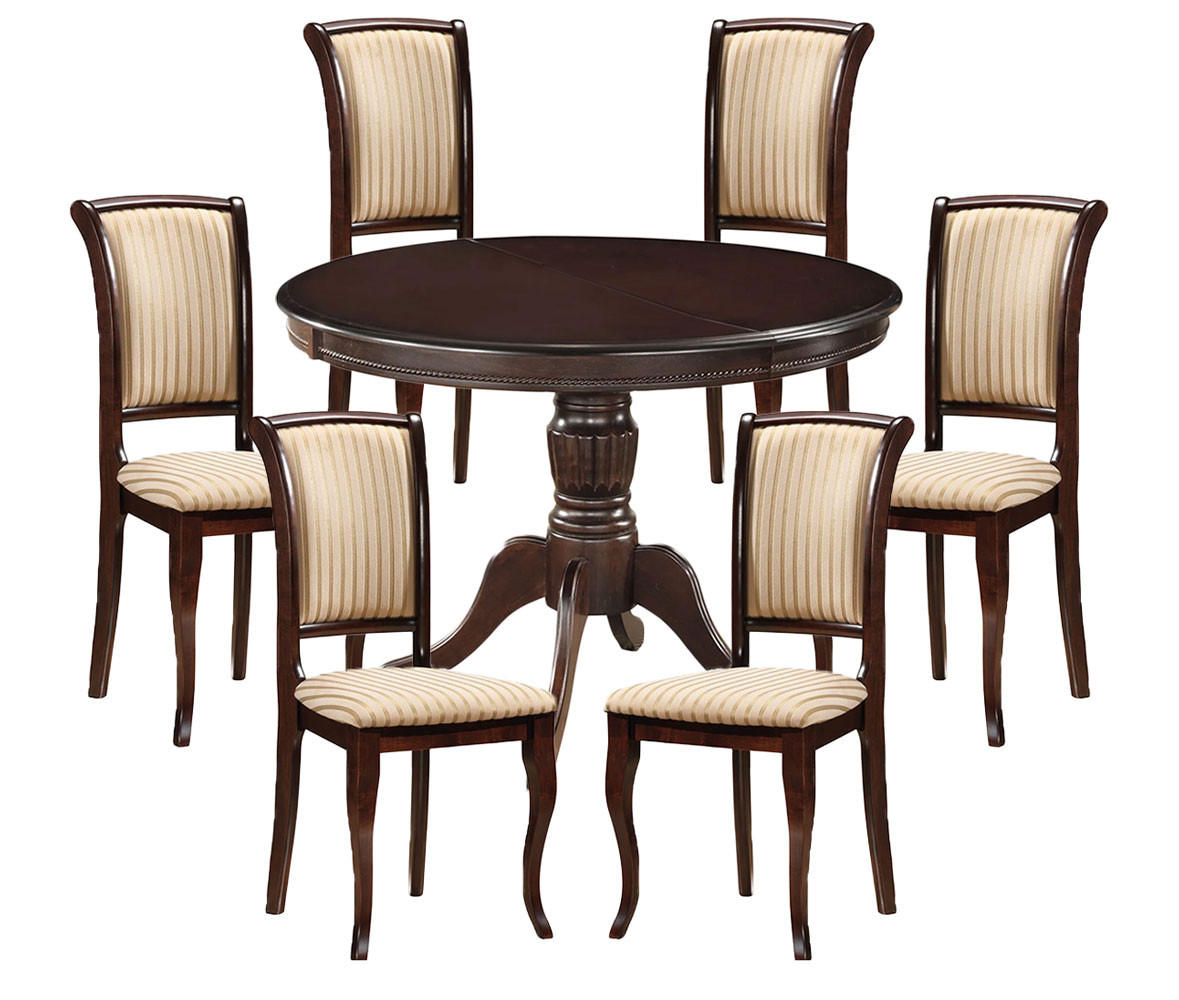 ESSZIMMER-SET Olivia 7-tlg Nussbaum dunkel - Nussbaumfarben, Holz (376/96/106cm) - Feldmann-Wohnen