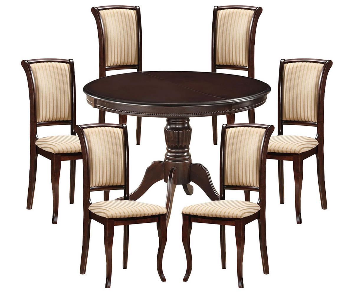 ESSZIMMER-SET Olivia 7-tlg Nussbaum dunkel - Nussbaumfarben, Holz (376/96/106cm) - Feldmann-Wohnen