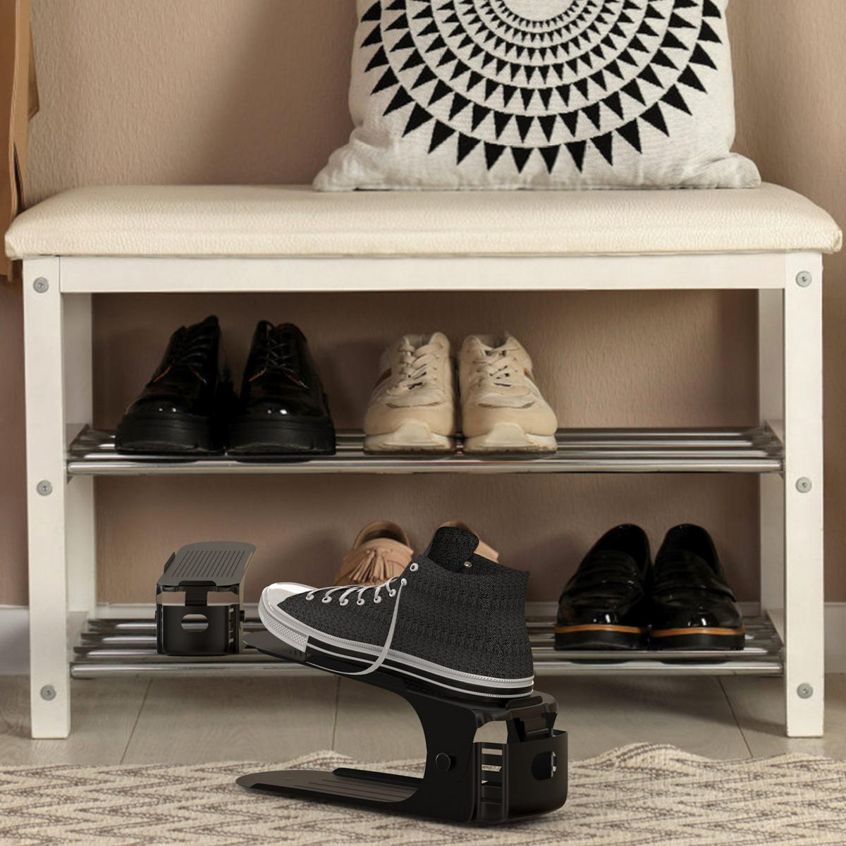 SCHUHSTAPLER 10er-Set 26/7/10 cm - Schwarz, Kunststoff (7/10/26cm) - Intirilife