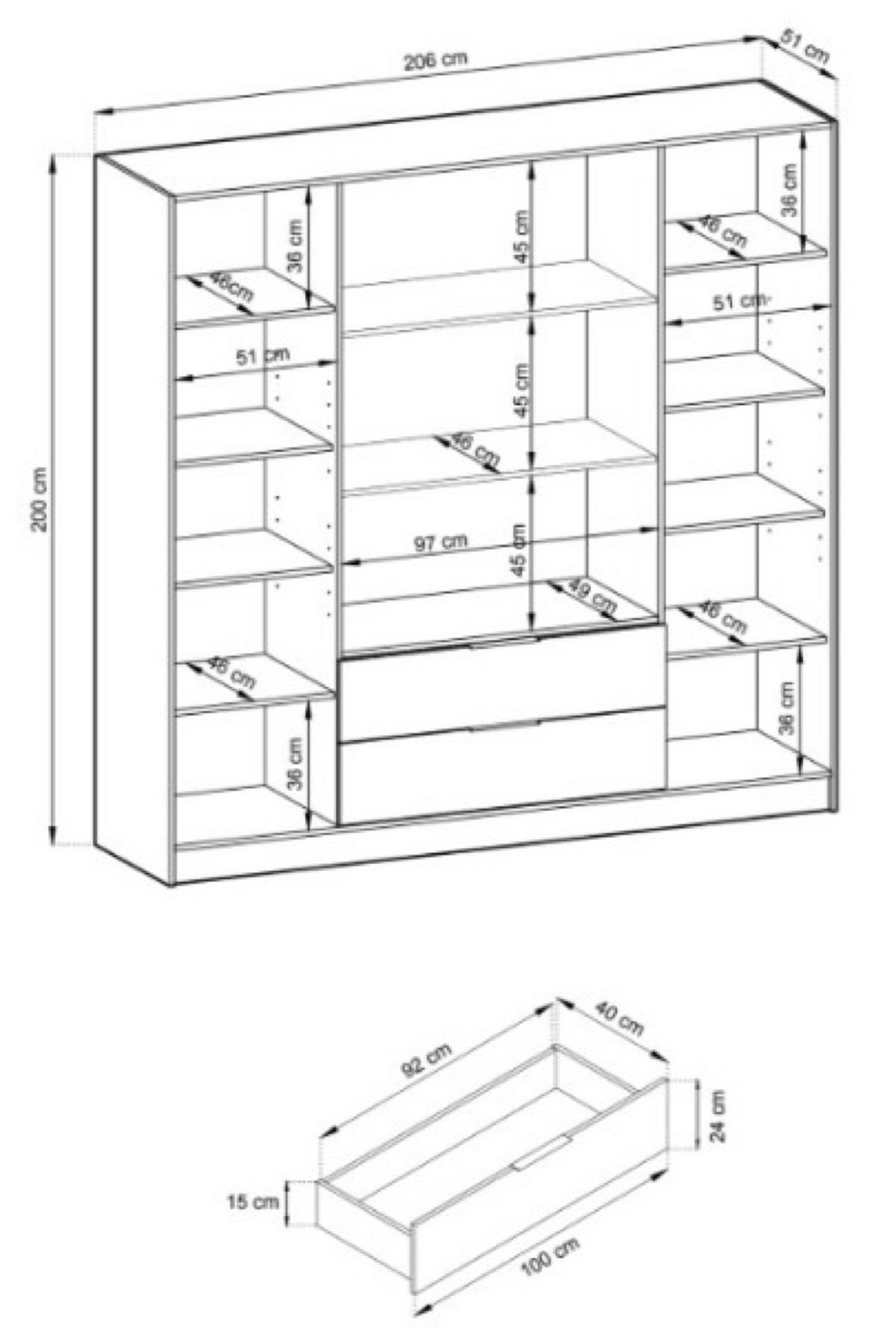 SCHRANK Artisan Eiche Mit Regalen Und Schubladen - Multicolor, Holzwerkstoff (206/200/51cm) - Sepro Meble