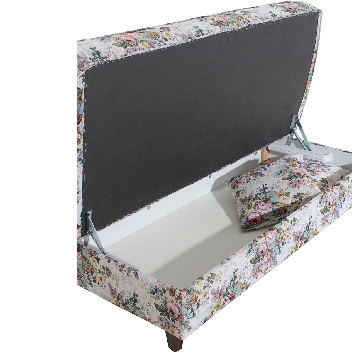 RECAMIERE mit Armteil links klappbar Katia Bezug Flachgewebe Buche nussbaum dunkel / rosé - Rosa, Kunststoff (190/82/88cm) - 58aufmkessel