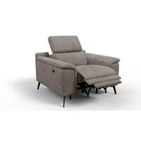 SESSEL FIERO mit Relaxfunktion, taupe - Taupe/Schwarz, Holzwerkstoff/Textil (114/82/103cm) - Courtois Laville