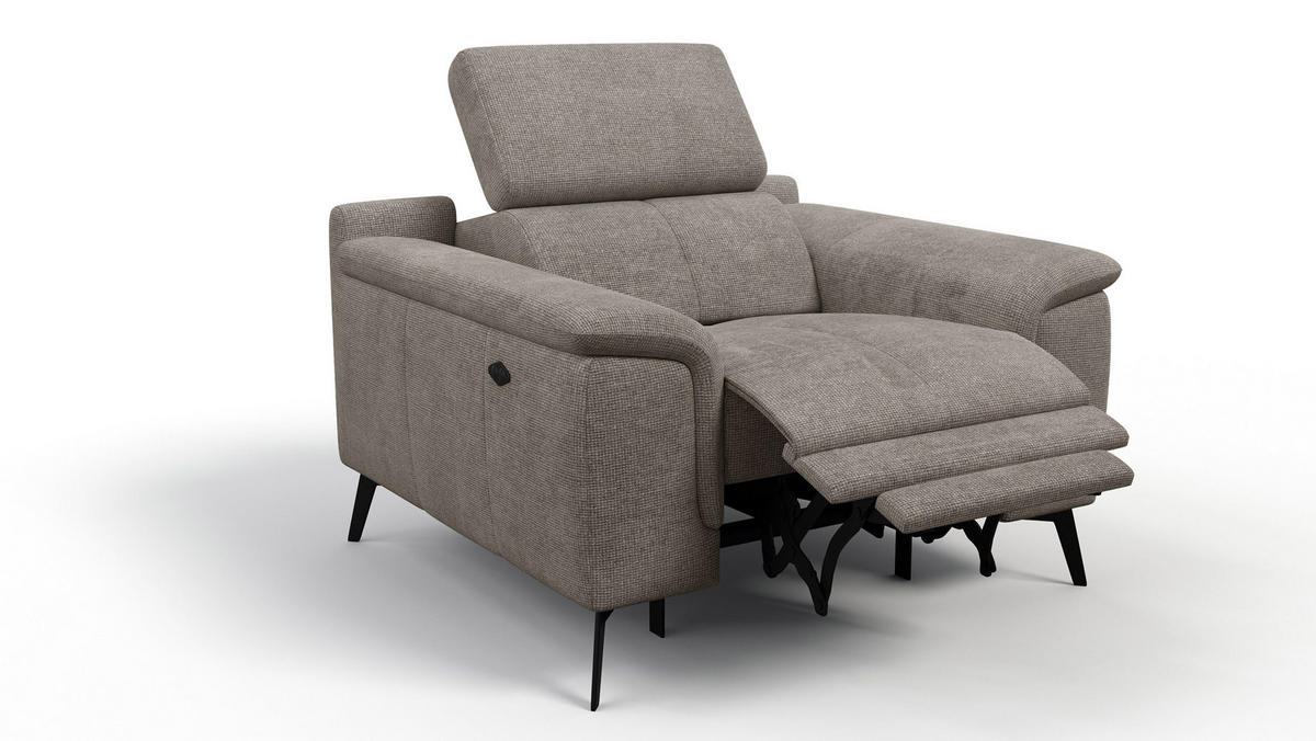 SESSEL FIERO mit Relaxfunktion, taupe - Taupe/Schwarz, Holzwerkstoff/Textil (114/82/103cm) - Courtois Laville