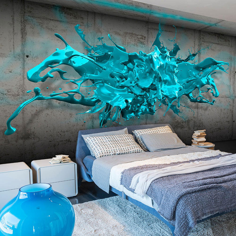 VLIESTAPETE Blau 350/245 cm - Blau/Schwarz, Textil (350/1cm) - KUNSTLOFT
