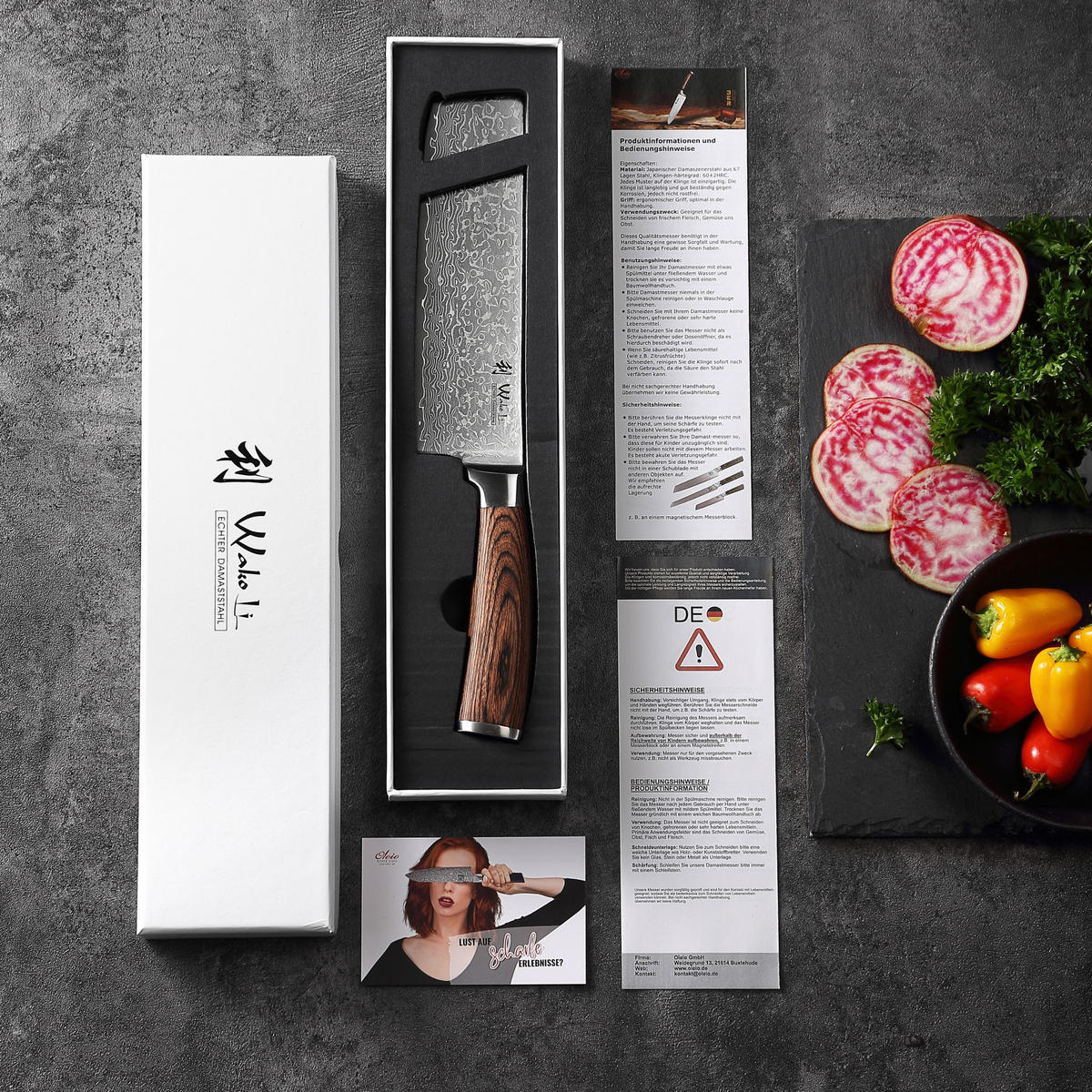 NAKIRIMESSER 18 cm - Braun, Holz/Metall (31cm) - Wakoli