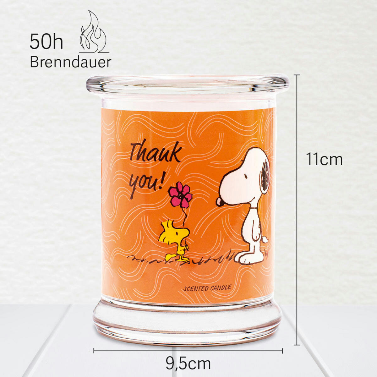 DUFTKERZE Peanuts - Orange, Naturmaterialien/Glas (11.5cm)