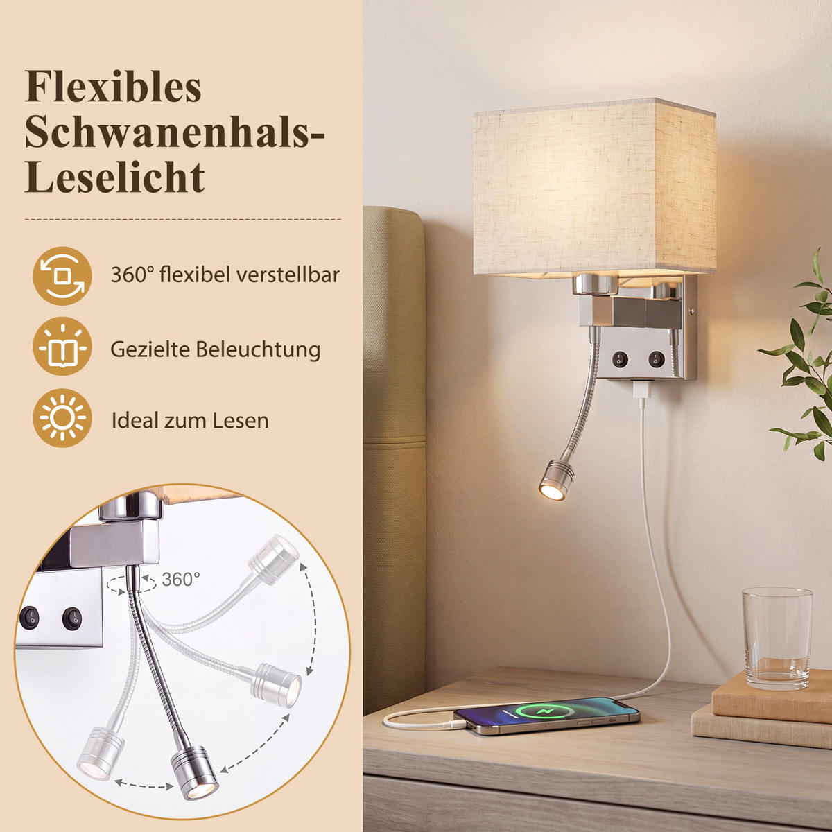 LED WANDLEUCHTE Rhyxvin 20/13/15 cm - Weiß, Textil/Metall (13/15/20cm) - ZMH