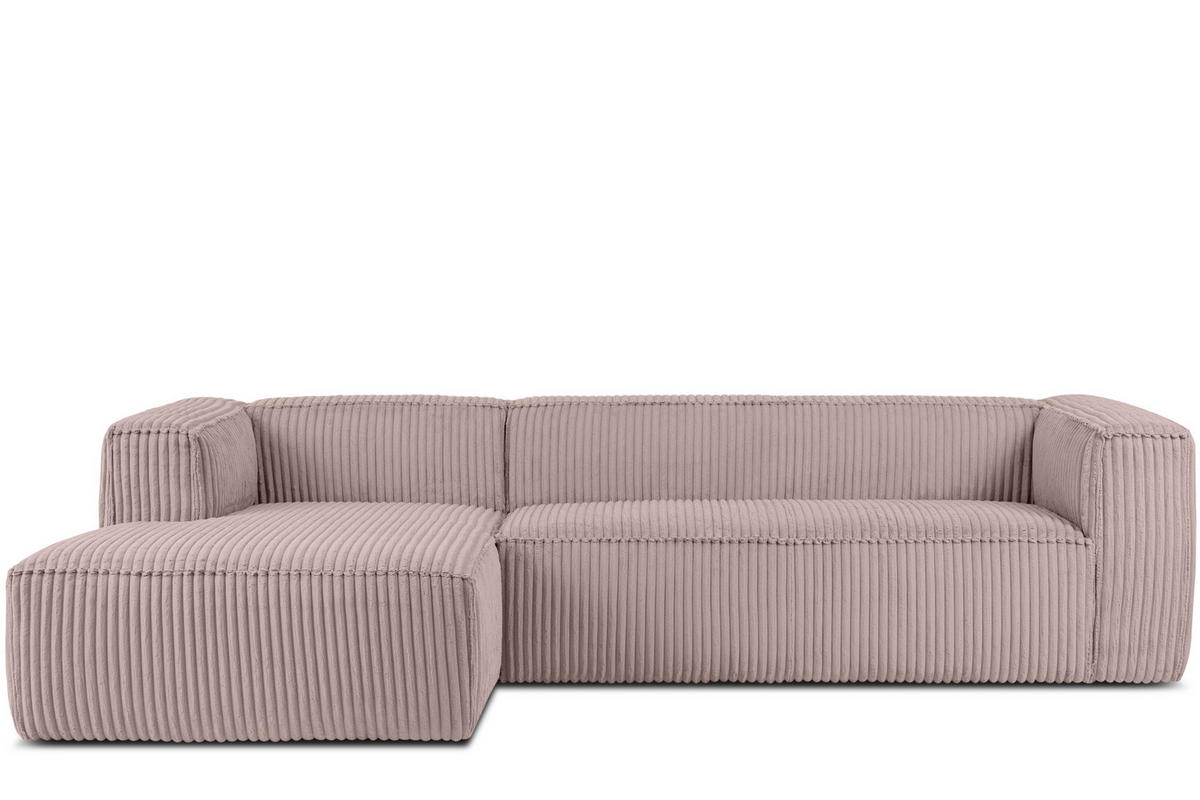ECKSOFA-LINKS FEROX Modern, Cord-Stoff, rosa - Pink, Textil (305/175cm) - KONSIMO®