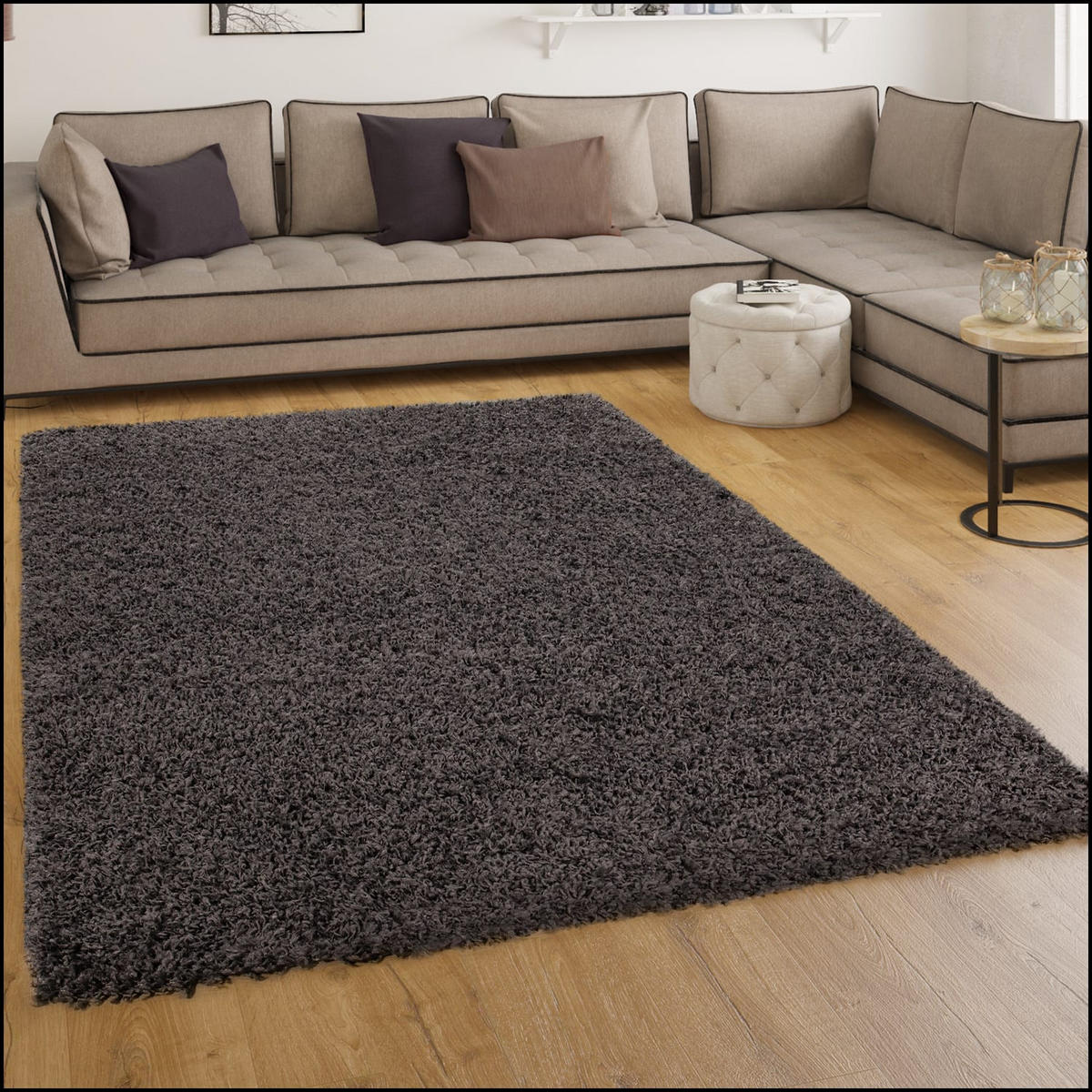 HOCHFLORTEPPICH 60/100 cm Sky 250 - Anthrazit, Kunststoff (60/100cm) - Paco Home