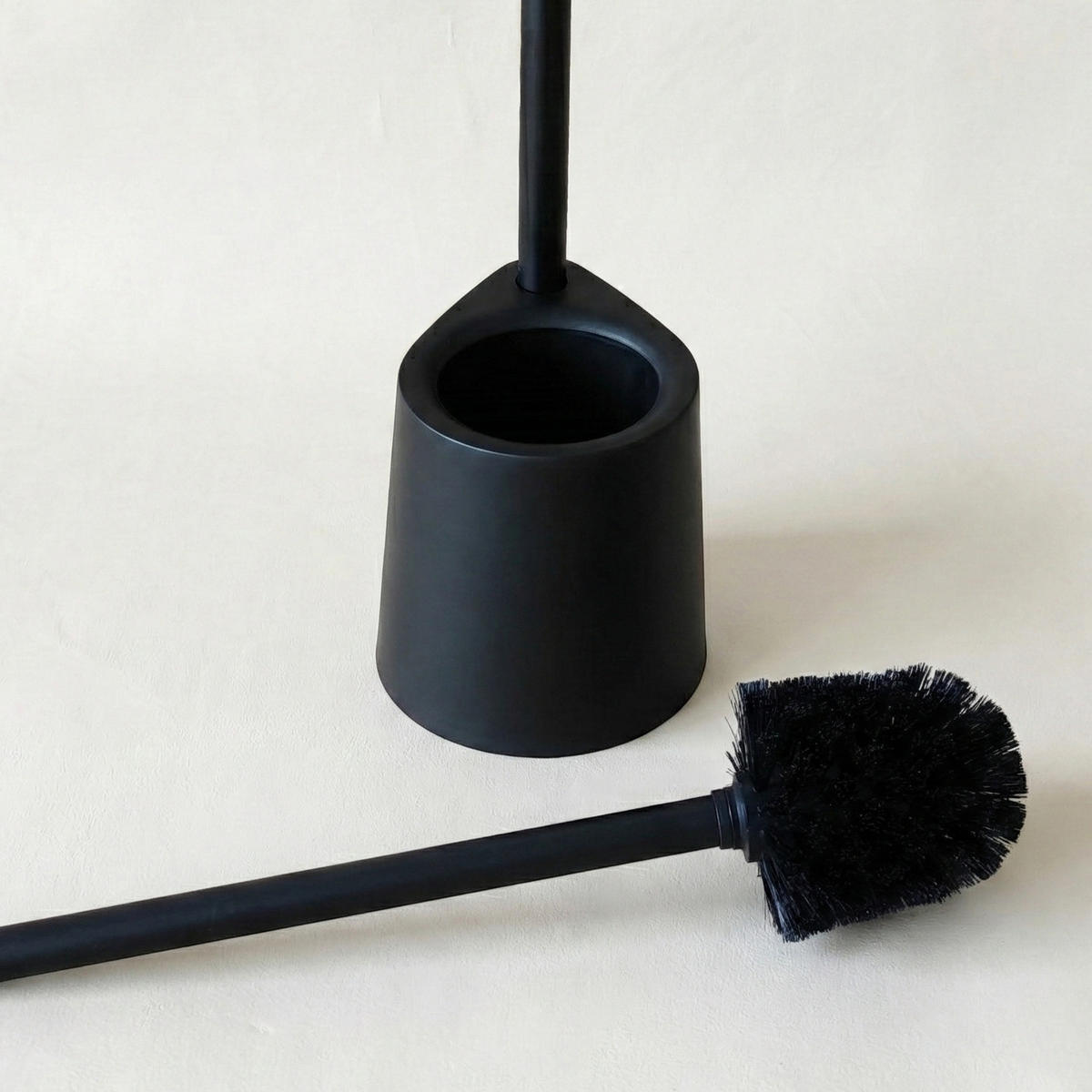 PAPIERSTÄNDER STILK mit Bürstenbehälter - Schwarz, Metall (16/63/13cm)