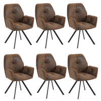 6ER Set drehbare Esszimmerstühle Braun - Braun, Textil (60/87.5/62cm) - Meubles Cosy