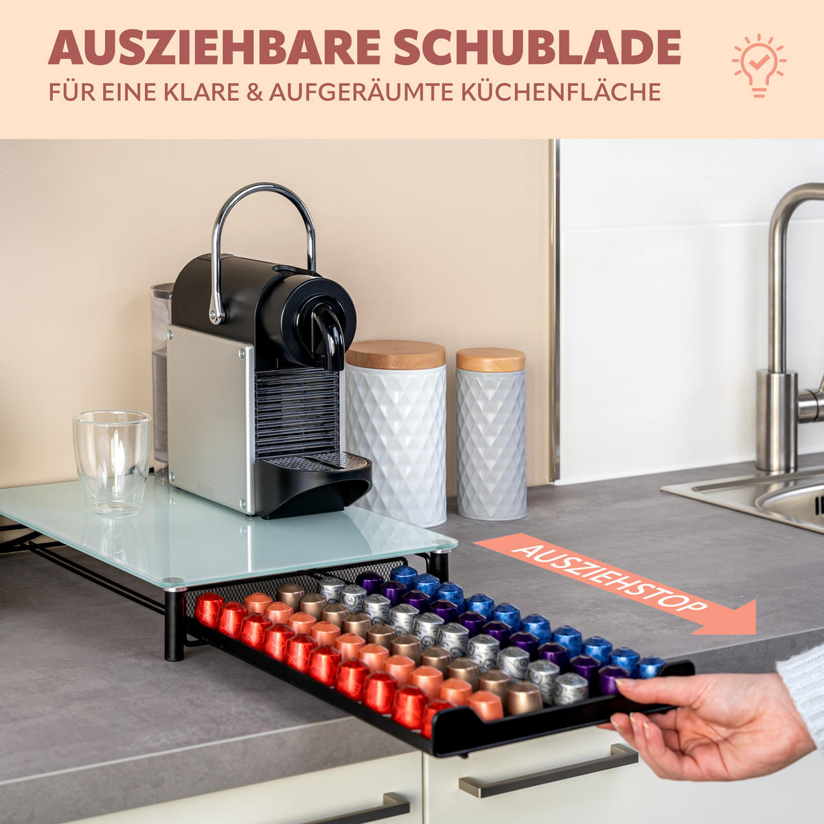KAFFEEKAPSEL-BOX, für Nespresso, weiß - Weiß, Metall (31/7/40.5cm) - bremermann