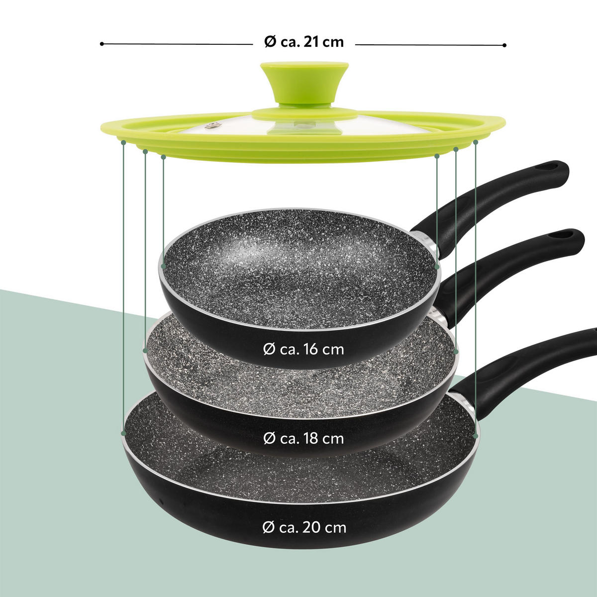 UNIVERSAL-GLASDECKEL, 16/18/20 cm, grün klein - Grün, Glas (20/20/5cm) - bremermann