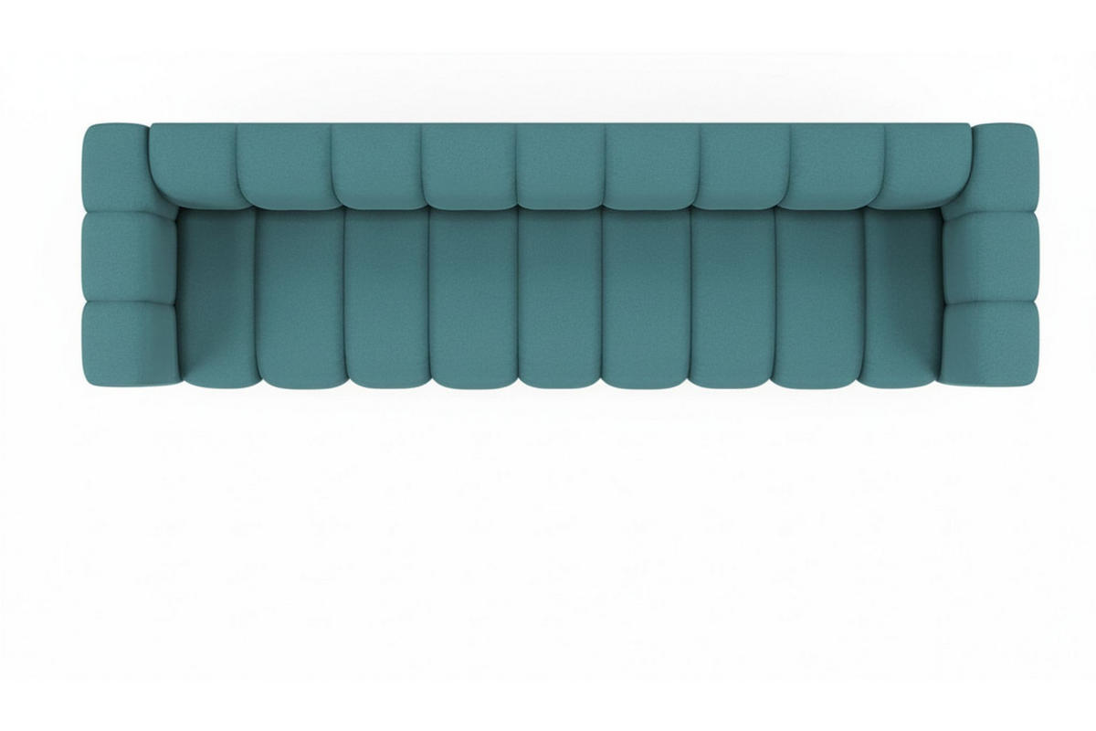 COUCH, Fünfsitzer-Sofa Grand, Veloursstoff Salvador, Azurblau - Blau, Holz (314/70/87cm) - Kaiser Möbel