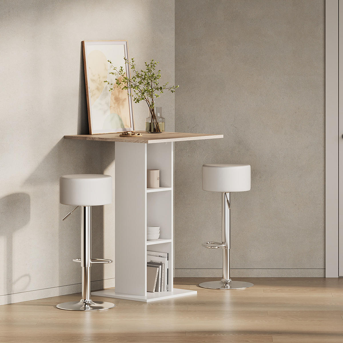 BARTISCH Regusa Weiß/Sonoma 75 x 75 cm - Weiß/Sonoma Eiche, Holzwerkstoff (75/75/106cm) - Livinity®