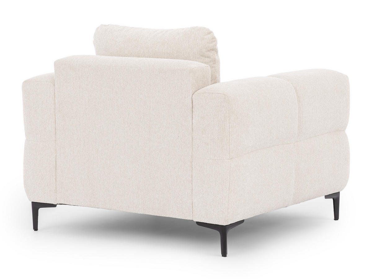 SESSEL Cardea in Bubble-Optik aus weichem Creme Strukturstoff mit hohem Sitzkomfort - Creme/Schwarz, Holz/Textil (102/80/97cm) - S-Style Möbel