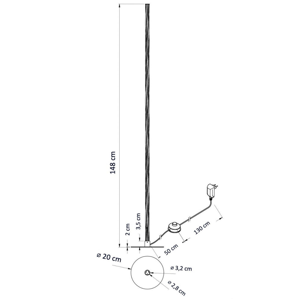 STEHLEUCHTE Telvo, Schwarz, 148cm, Dimmbar - Schwarz, Metall (148/20/148cm) - KOSILUM