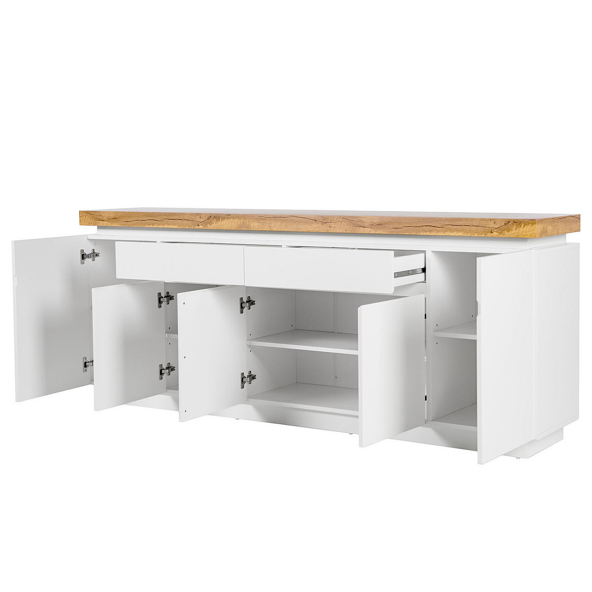 SIDEBOARD - inkl. Beleuchtung - Eichefarben/Weiß, Holzwerkstoff (200/80/40cm) - home24