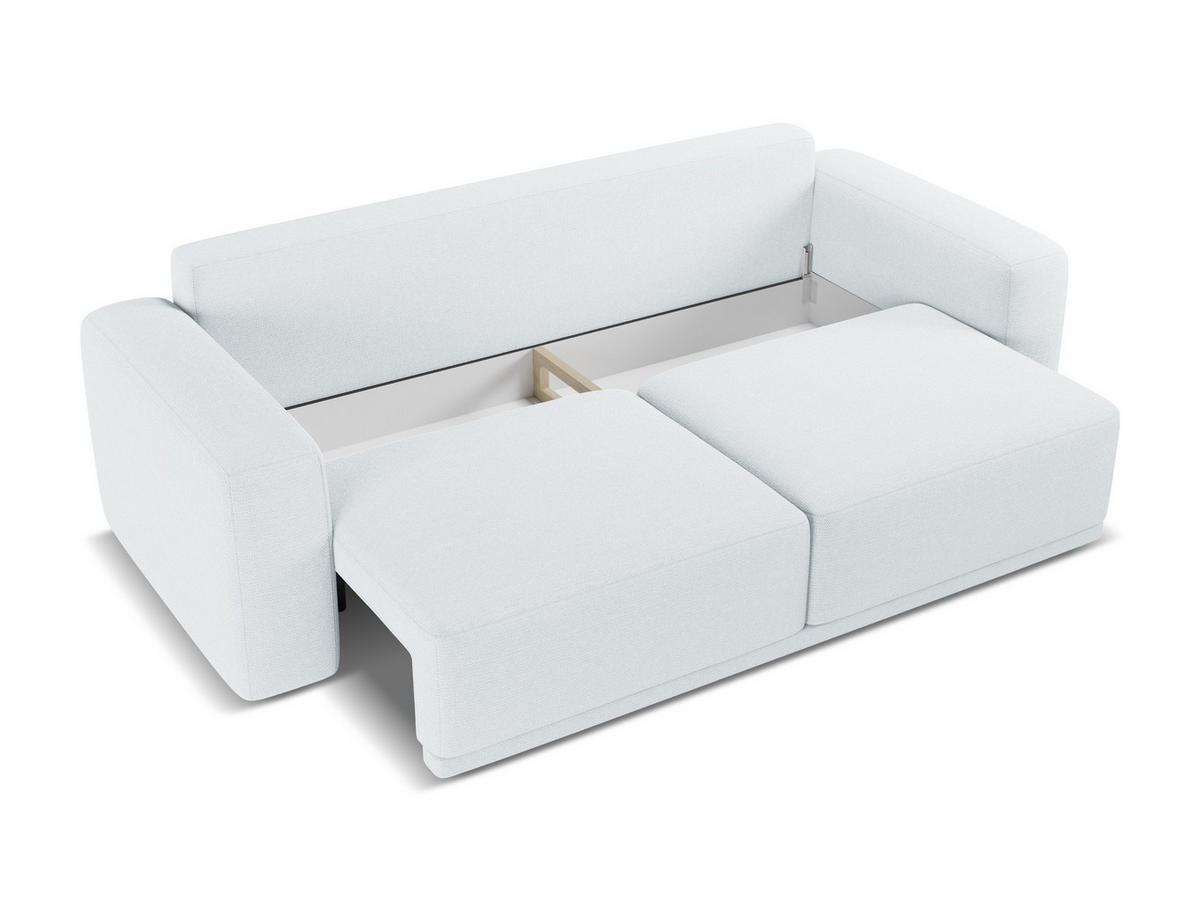 3-SITZER SOFA mit Schlaffunktion Chenille Stoff Blau - Blau/Schwarz, Kunststoff/Textil (242/91/100cm) - Makamii