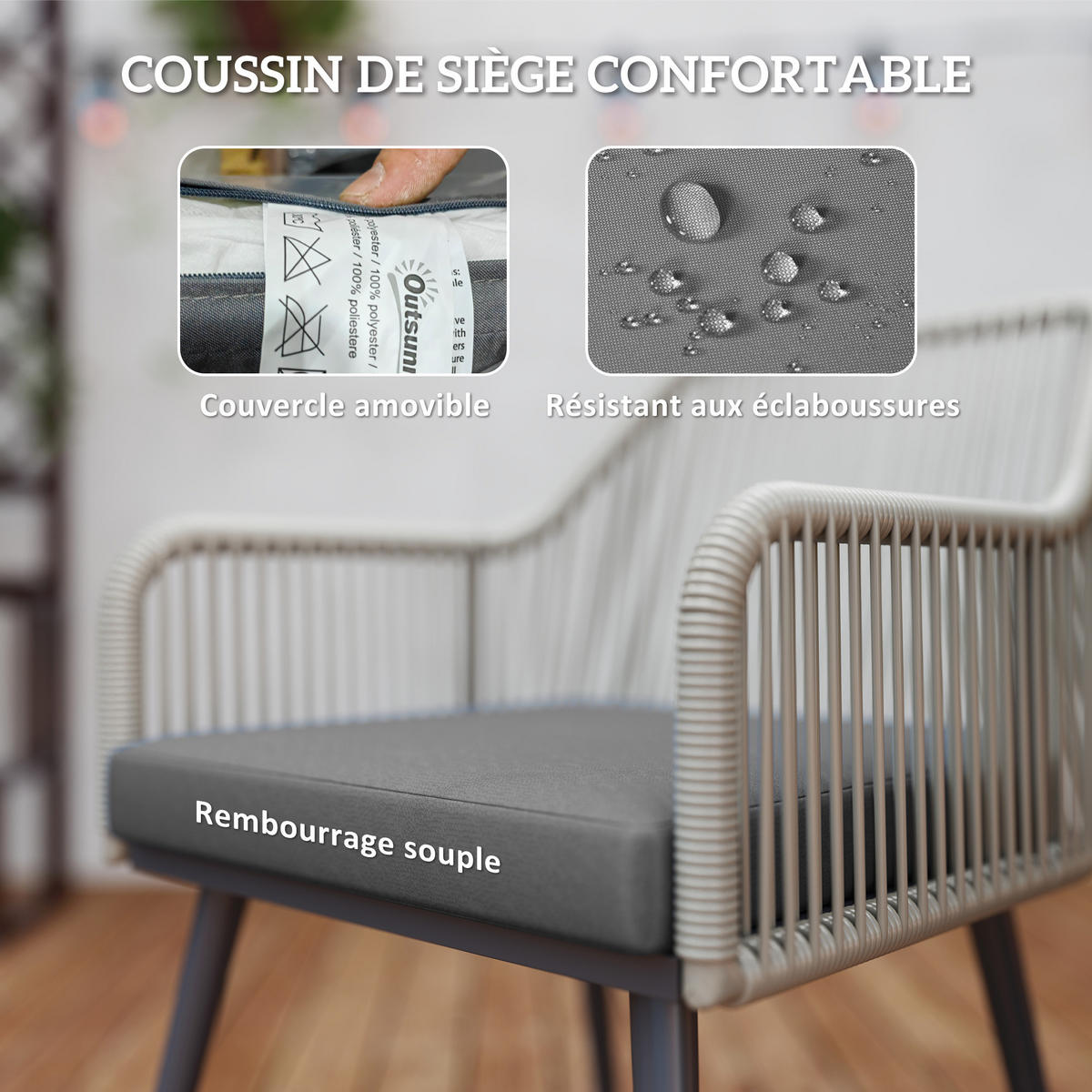 GARTENSET DE-13607 5-teilig mit Glastisch & Kissen Braun - Braun, Metall - ComfortXL