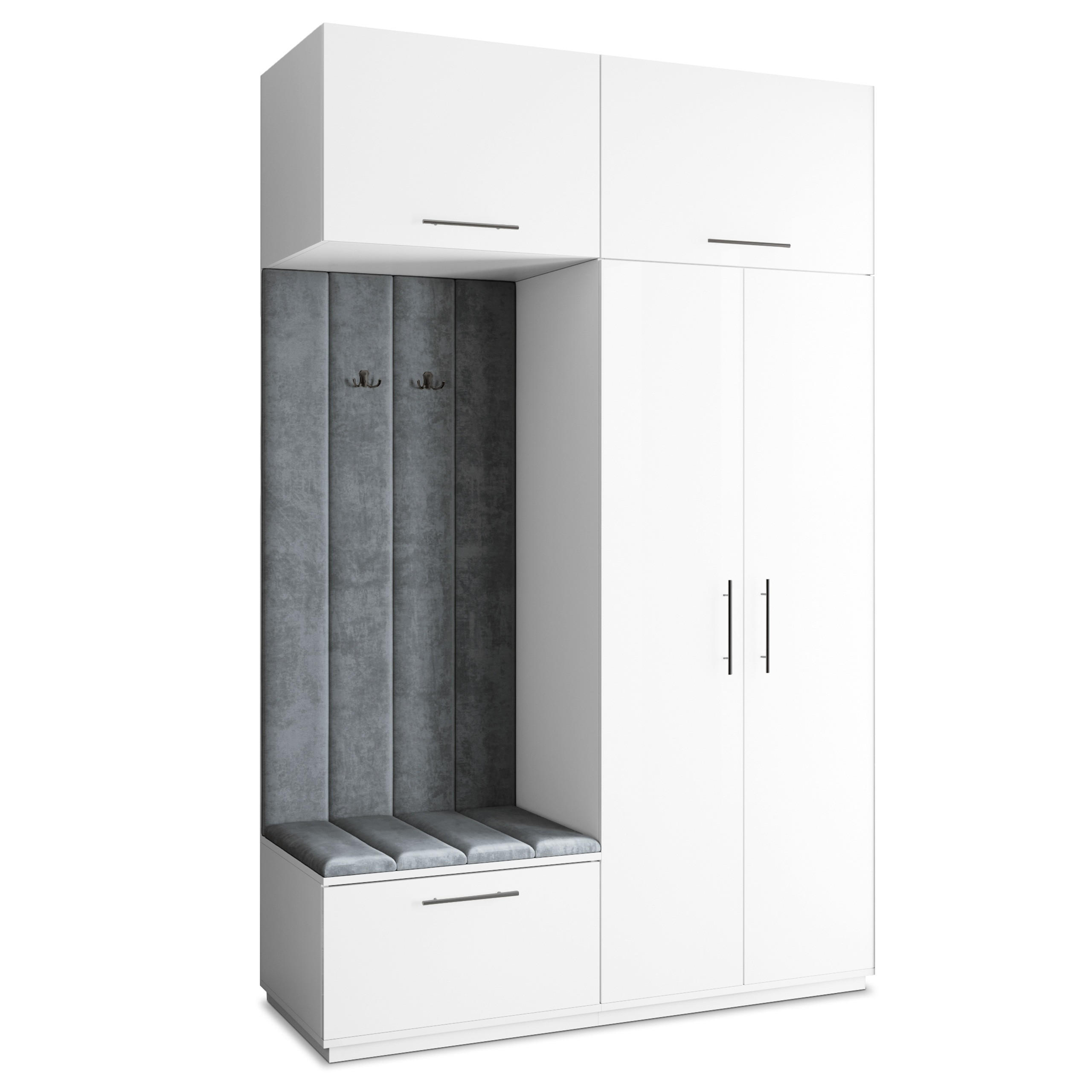 Masseno Garderobenschrank Weiß, Grau 150x240x60 cm