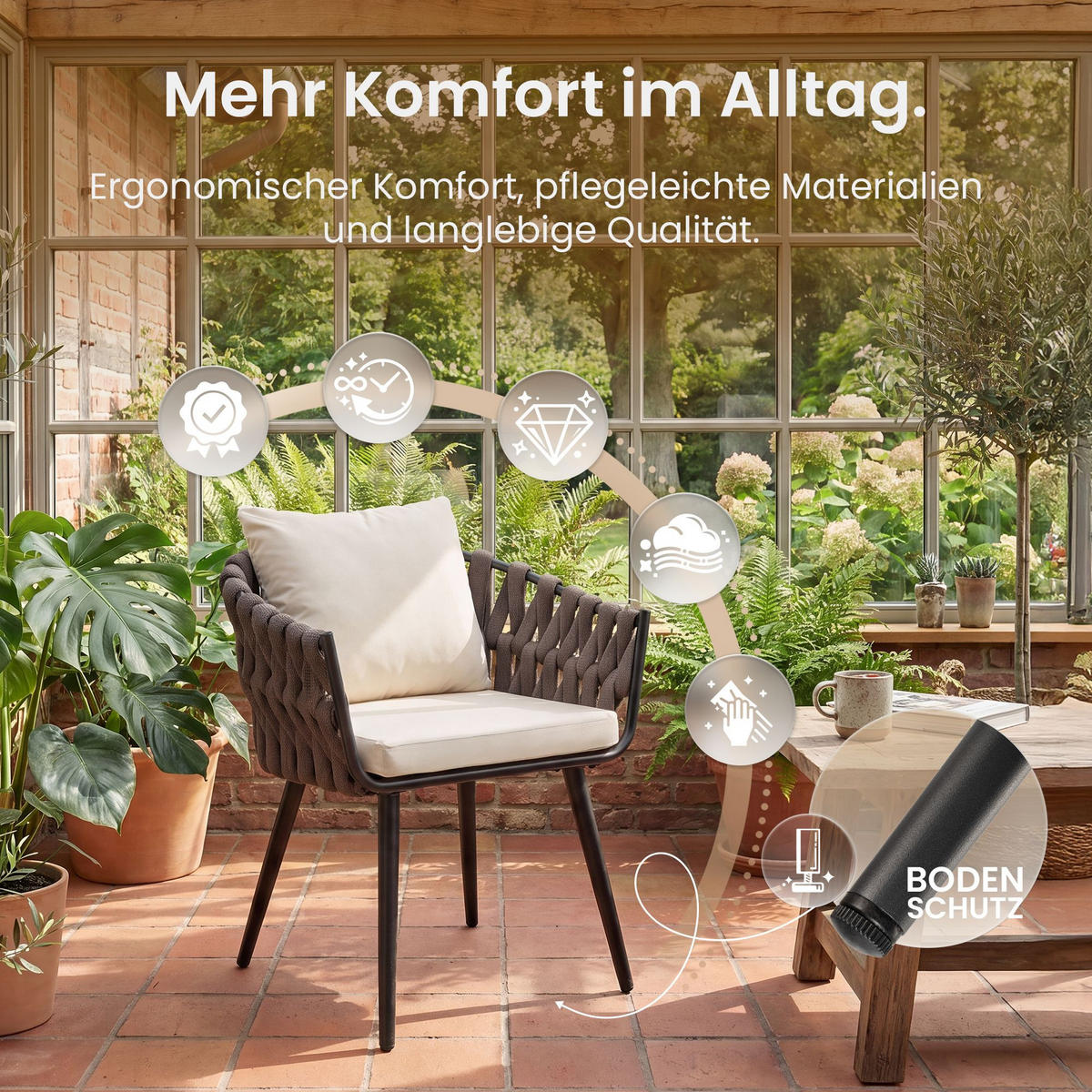 GARTENSTUHL Metall Creme - Creme, Metall (61/77/60cm) - CLP
