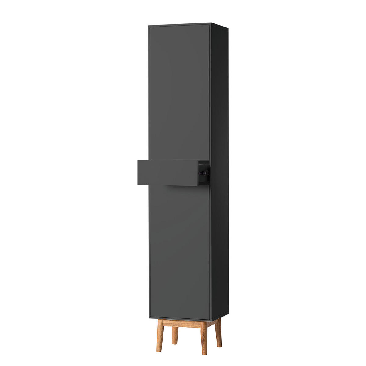 HOCHSCHRANK - Eichefarben/Grau, Holz/Holzwerkstoff (40/195/32cm) - home24