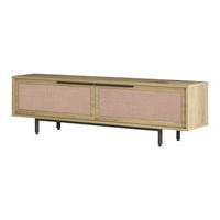 TV STOLEK Kvænangen - černá/barva dubu, kov/kompozitní dřevo (160/45/35.5cm) - [en.casa]