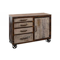 SIDEBOARD Mango 120x46x92 braun lackiert HEAVY INDUSTRY #225 - Braun, Holz (120/92/46cm) - Massivmoebel24