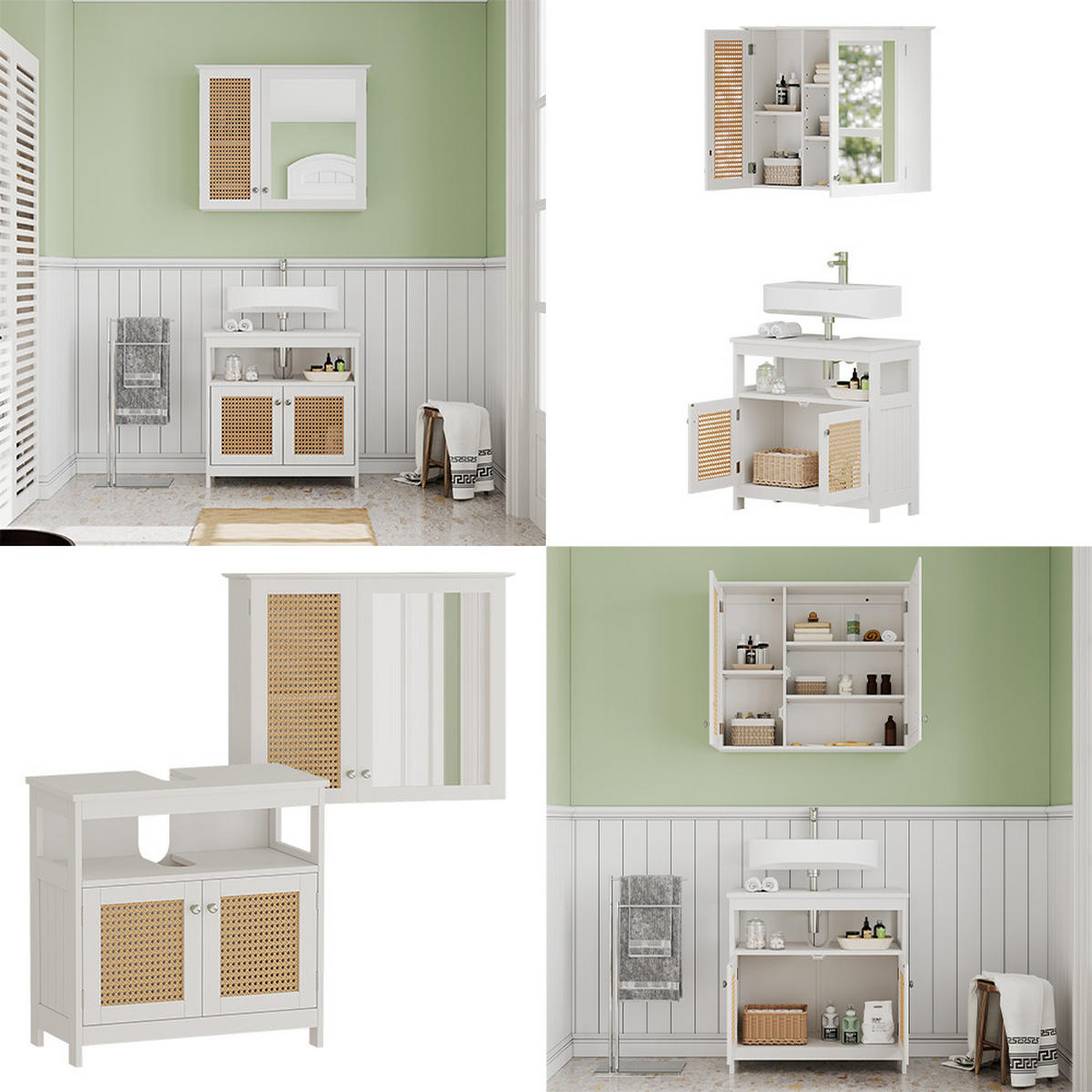 BADMÖBEL-SET Rosario Weiß 2 Teile - Weiß, Holzwerkstoff (60/60/30cm) - Vicco