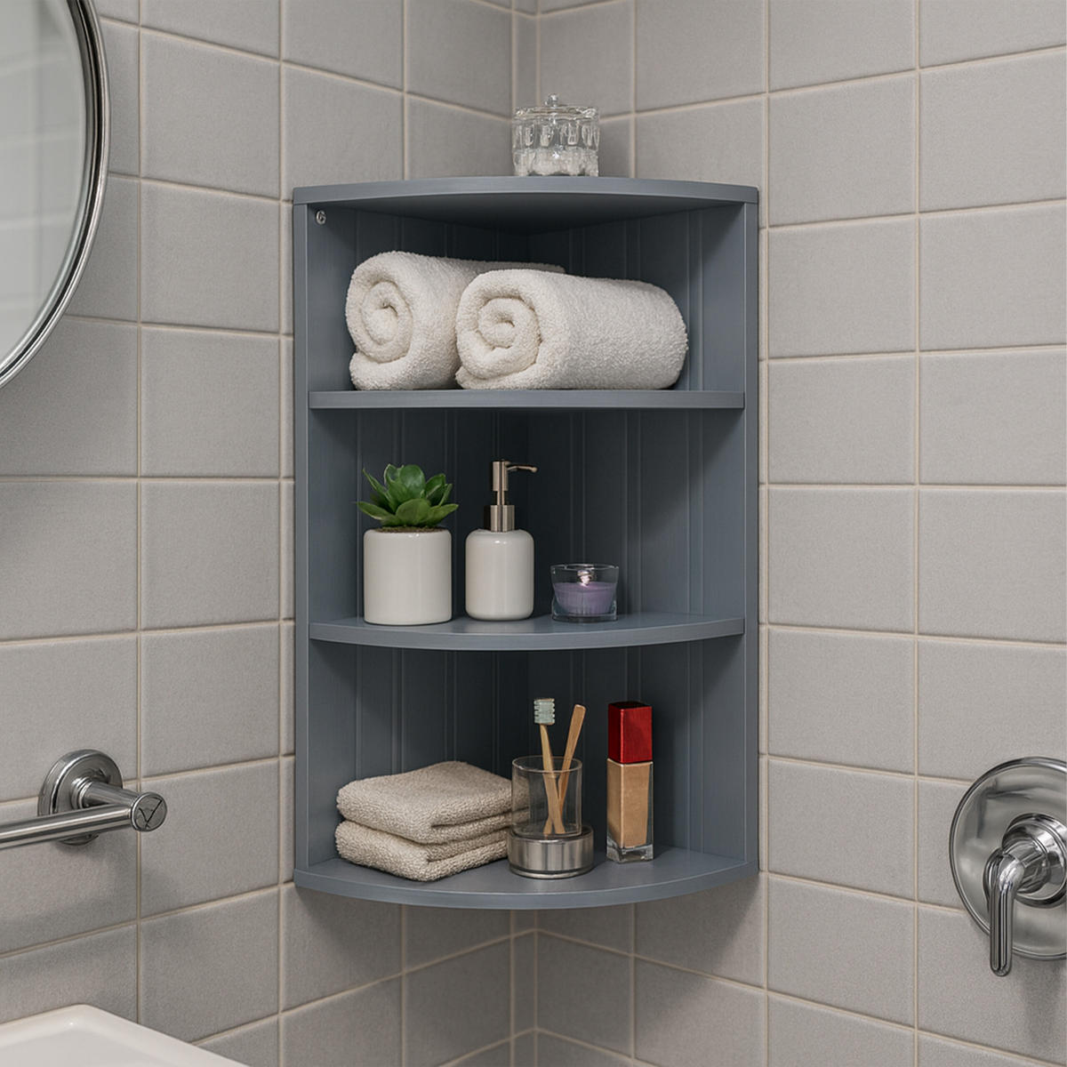 ECKREGAL - Grau, Holzwerkstoff (35/62/25cm) - Relaxdays