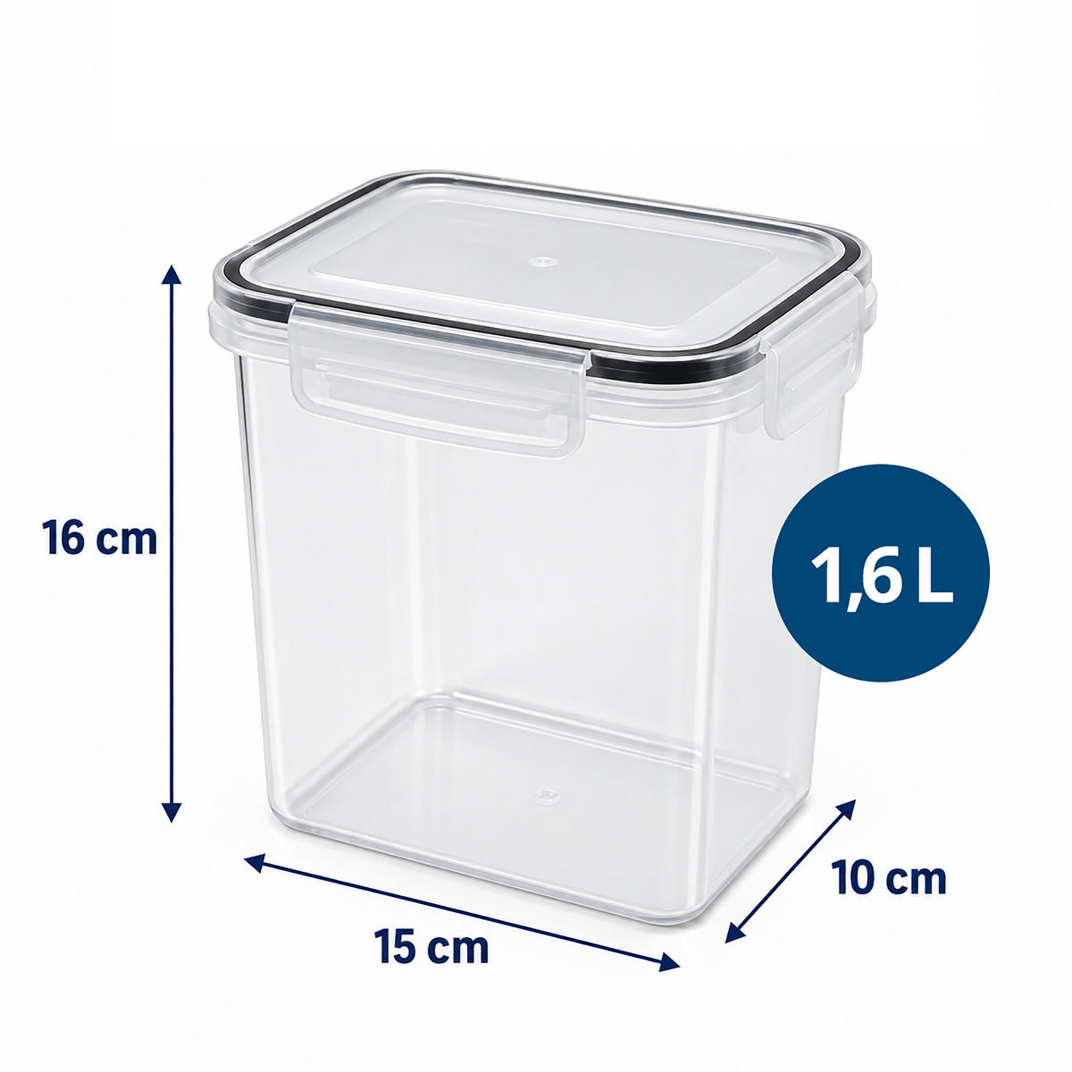 VORRATSDOSEN Transparent 10er-Set 1,6 l - Transparent, Kunststoff - Relaxdays
