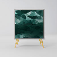 SIDEBOARD POLYGONAL FLOATING, Grau, 57,5x42x75,5 cm, Goldfarbene Metallfüße - Goldfarben/Multicolor, Holzwerkstoff/Metall (57.5/75.5/42cm) - SpaceRebels