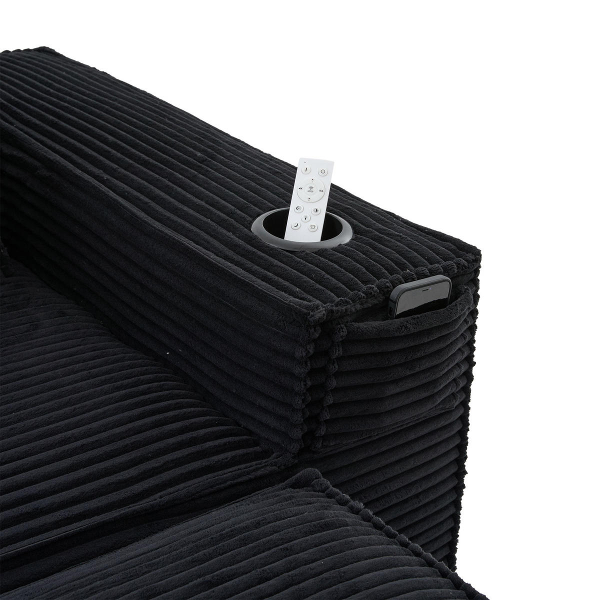 WOHNLANDSCHAFT DE-33834 modular 4-Sitzer Schwarz - Schwarz, Textil (330/75/162cm) - ComfortXL