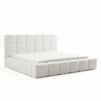 POLSTERBETT AMITY MAXI 140x200 cm in Creme, gepolstertes Kopfteil, Lattenrost, Bettkasten, Bouclé-Stoff - Creme/Naturfarben, Holz/Textil (140/200cm) - Muffo